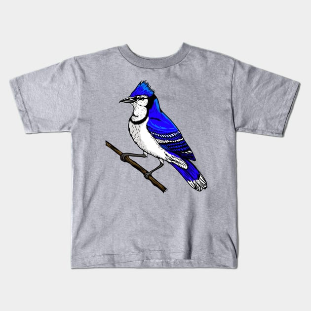 Blue Jay Kids T-Shirt by Sticker Steve